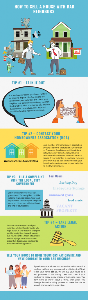 how to sell a house with bad neighbors infographic