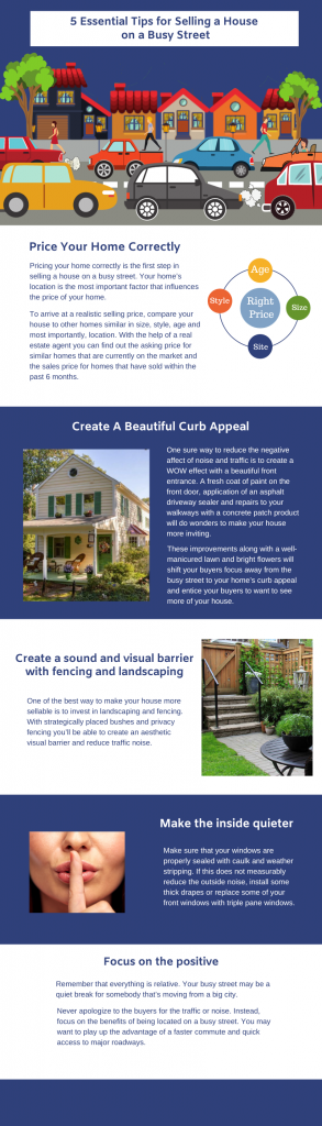essential tips for selling a house on a busy street infographic